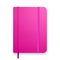 Realistic pink notebook with elastic band and bookmark. Top view diary template. Closed diary. Vector notepad mockup.