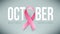 Realistic pink ribbon. Animation with symbol of national breast canser awareness month in october