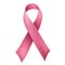 Realistic pink ribbon for breast cancer awareness isolated on white