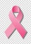 Realistic pink ribbon, breast cancer awareness symbol, isolated on transparent background.