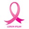 Realistic pink ribbon logo, breast cancer awareness symbol. Vect