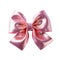 Realistic pink sparkly glitter party gift bow decoration against a white background