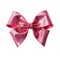 Realistic pink sparkly glitter party gift bow decoration against a white background