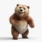 Realistic Pixar-style Bear On White Background In 8k Uhd