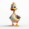 Realistic Pixar-style Duck On White Background In 8k Uhd