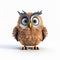 Realistic Pixar-style Owl On White Background In 8k Uhd