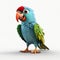 Realistic Pixar-style Parrot On White Background In 8k Uhd