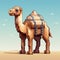 Realistic Pixel Art Camel Character In Desert - Hyper-detailed Rendering