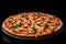 Realistic Pizza Isolated on black Background, Crave-Worthy Slice in Exquisite Detail