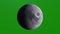 Realistic Planet Moon, Luna, Lunar. Beautiful texture and moonlight in green screen. 3d illustration