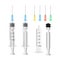 Realistic plastic syringe with various color hypodermic needles