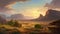 Realistic Plateau Painting Of Grand Desert Scene