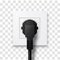 Realistic plug inserted in electrical outlet isolated. Socket with plug, vector illustration.
