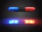 Realistic police led flasher set. Red and blue lights. Transparent beacon for emergency situations.