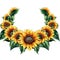 Realistic polygonal border design with ornated sunflower arrangement ai generated