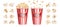 Realistic popcorn. Cinema snack, red stripes bowl for popcorns. Isolated giant paper cup with fast food vector