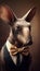 Realistic Portrait Illustration Art Showcasing Cute Aardvark wearing bow tie (Generative AI)