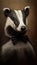 Realistic Portrait Illustration Art Showcasing Cute Badger wearing bow tie (Generative AI)