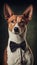 Realistic Portrait Illustration Art Showcasing Cute Basenji wearing bow tie (Generative AI)