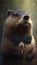 Realistic Portrait Illustration Art Showcasing Cute Beaver wearing bow tie (Generative AI)