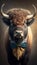 Realistic Portrait Illustration Art Showcasing Cute Bison wearing bow tie (Generative AI)