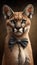 Realistic Portrait Illustration Art Showcasing Cute cougar wearing bow tie (Generative AI)