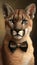 Realistic Portrait Illustration Art Showcasing Cute cougar wearing bow tie (Generative AI)