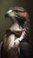 Realistic Portrait Illustration Art Showcasing Cute Hawk wearing bow tie (Generative AI)