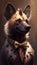 Realistic Portrait Illustration Art Showcasing Cute Hyena wearing bow tie (Generative AI)