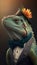 Realistic Portrait Illustration Art Showcasing Cute Iguana wearing bow tie (Generative AI)