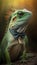 Realistic Portrait Illustration Art Showcasing Cute Iguana wearing bow tie (Generative AI)