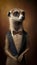 Realistic Portrait Illustration Art Showcasing Cute Meerkat wearing bow tie (Generative AI)