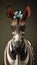 Realistic Portrait Illustration Art Showcasing Cute Okapi wearing bow tie (Generative AI)