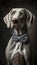 Realistic Portrait Illustration Art Showcasing Cute Weimaraner wearing bow tie (Generative AI)