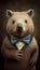 Realistic Portrait Illustration Art Showcasing Cute Wombat wearing bow tie (Generative AI)