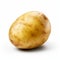 Realistic Portrait Of A Single Potato On White Background