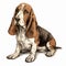 Realistic Portrait Of A Sitting Basset Hound Dog