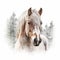 Realistic Portrait Of Welsh Pony In Snowy Boreal Forest