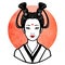 Realistic portrait of the young Japanese girl an ancient hairstyle. Geisha, maiko, princess.