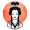 Realistic portrait of the young Japanese girl an ancient hairstyle. Geisha, maiko, princess.