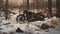 Realistic Portraitures: Motorcycle In Snowy Forest Painting