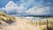 Realistic Portrayal Of A Beach Near The Dune With Detailed Skies