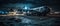 Realistic Post Apocalypse Landscape illustration - abandoned war plane an night airfield