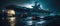 Realistic Post Apocalypse warship at night
