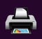 Realistic printer. Illustration on purple background for design