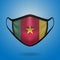 Realistic Protective Medical Mask with National Flag of Cameroon