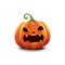 Realistic pumpkin for Halloween. Vector illustration of an evil and creepy Halloween pumpkin face on a white background