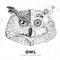 Realistic and punk style owl face illustration. Owl face silhouette with gears.