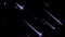 Realistic purple meteor shower on black background.