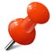 Realistic push pin in red color. Thumbtack